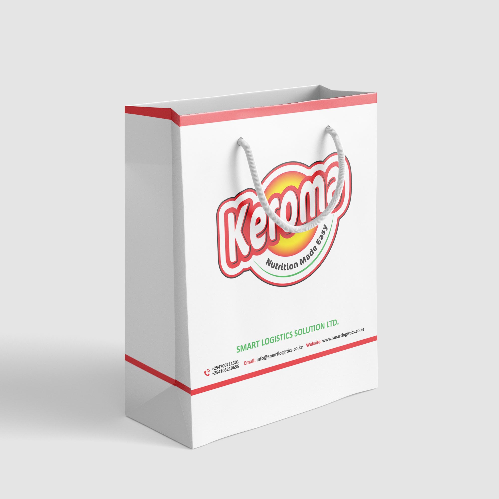 Keroma branding on a gift bag